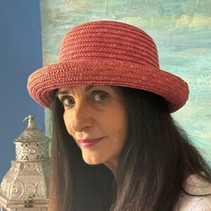 Straw Cloche Hat in Berry Pink - Women's Accessory